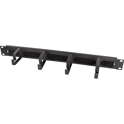 LOGILINK PROFESSIONAL OR106B - PANNEAU DE GESTION DE CÂBLES 19'' AVEC 4 ÉTRIERS EN ACIER ET BARRETTE DE BROSSE NOIR