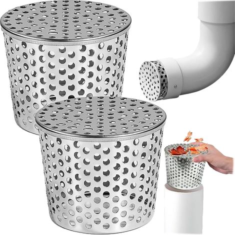 2 Pièces Crapaudine de Gouttière, Filtres De Gouttière en Acier Inoxydable, Protege Gouttiere Contre Feuilles, Filtre Gouttiere pour Écoulement Toit Plat, Écoulements, Tuyaux Descente (1/5)