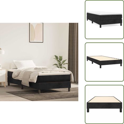 The Living Store Estructura de cama con somier terciopelo negro 80x200 cm - Estructura de cama