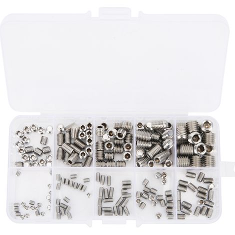Assortiment de 200 vis sans tête à six pans creux en acier inoxydable pour machines (1/5)