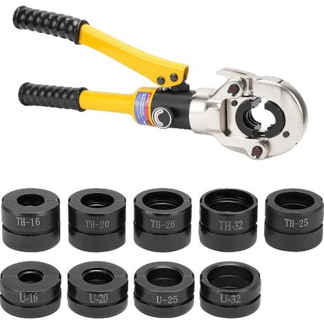 Pince à sertir hydraulique, compatible avec Pex / Inox / Cuivre, 15,75 pouces, noir / jaune, TH et U (1/2)