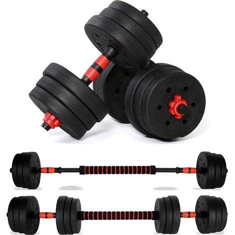 Shoze 20 kg verstellbares Hantelgewichtsset mit Verbindungsstange, 2-in-1-Hantel- und Langhantelset, Gewichtheber-Trainingsgeräteset für Männer und Frauen (1/5)