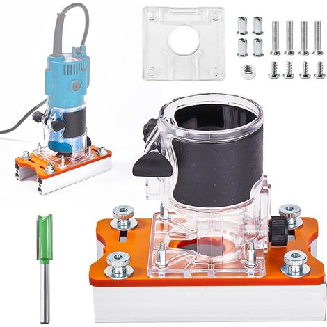 Gabarit De Rainurage 2 En 1 - Ensemble Complet - Aluminium Et Plastique - Pour Défonceuse 65 Mm - Menuiserie Et Bricolage - 165x90x140 Mm (1/5)