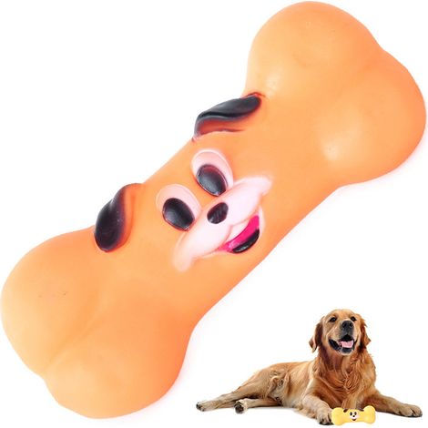 Objet pour chien grinçant os à mâcher caoutchouc (1/4)