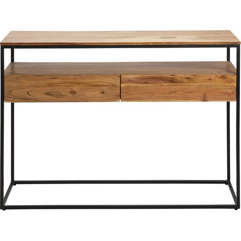 Made In Meubles – Console en bois d'acacia et métal – Dimensions 80x115x35 cm – Design industriel moderne – Poids 20 kg pour intérieur élégant (1/5)