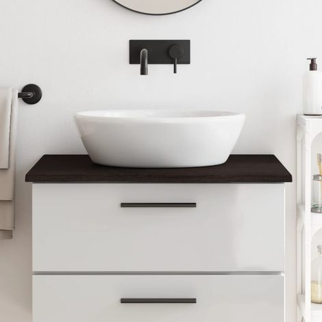 vidaXL Encimera baño madera maciza tratada marrón oscuro 80x50x2 cm (1/5)
