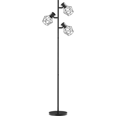 Stehlampe mit 3 E27 Fassungen, 40 W Standlampe mit 3 Verstellbar Flammen, für Wohnzimmer, Höhe 169 cm, Metall, exkl. Glühbirne, Schwarz (1/5)