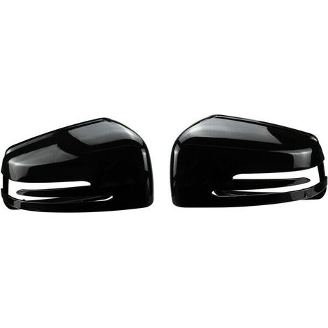Ein Paar glänzend schwarze Außenspiegelkappen für CES GL-Klasse W204 W212 W221 CLA GLA Modelle 2009-2013.