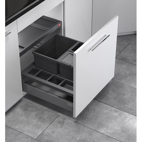Poubelle de cuisine encastrable pour meuble coulissant 34L Hailo Separato K 600 Coloris - Noir