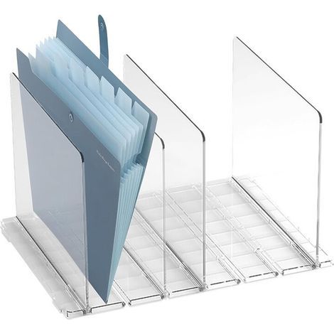 Organisateur de Tri de Fichiers de Bureau en Acrylique, Organisateurs de Courrier à 4 Compartiments pour Bureau, pour Bureau, Étagère, Bureau, (1/5)