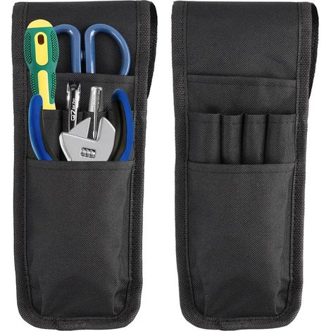 2 Pièces 28 x 9,5 cm Noir Porte-Stylo de Ceinture en Tissu Oxford Porte Outils Ceinture, Professionnelle Travail Homme Pochette à Outils Organisateu, pour Électricien, Plombier, Menuisier (1/5)