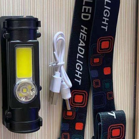 Lampe frontale multifonctionnelle rechargeable par USB, puissante, avec aimant et phare LED pour le camping et la pêche en extérieur, modèle 211 (1/5)