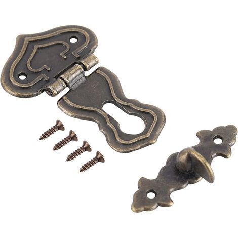 CCYKXA 10 Pcs Vintage Hasp Box Hasp Lock Latch Decorative Retro Bronze Engraved Designs Hasp Treasures Boxes Hasp Lock with Screws for Wooden Boxes Jewelry Box and Card Box Cabinet Hardware