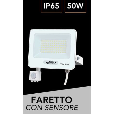 TrAdE Shop Traesio - Faretto Led 50w Con Sensore Movimento Proiettore Da Esterno Luce 6500k Ip65 Ek05-sen-50 - Bianco (1/2)