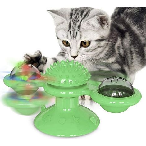 Jouets pour Chats,Jouet Interactif pour Chat,Jouet Tourbillonnant,Chat Moulin à Vent Tourne-Disque Jouet pour Chat Jouet pour Chat Scratching Tickle Crazy Game Jeu Chat Fournitures(Vert) (1/5)