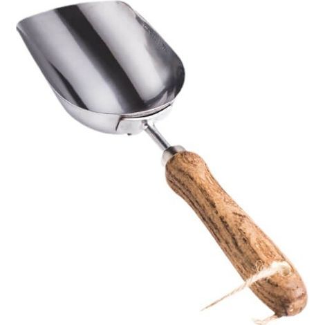 Pelle de jardin compacte pour compost et terre, outil de jardin classique utilisable toute l'année, en acier inoxydable et bois de frêne (1/3)