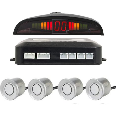 Kit 4 Sensori Parcheggio Auto 12V Anteriori Posteriori Grigio Cicalino Display (1/6)