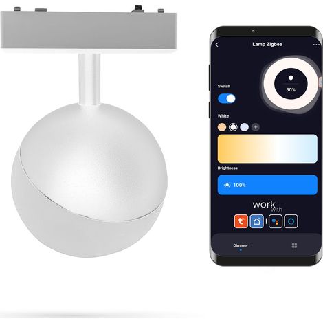 Ampoule globe Zigbee Tuya blanche 6W D pour rails magnétiques SLIM TRACK 48VDC 3000-6000K à intensité variable (1/5)
