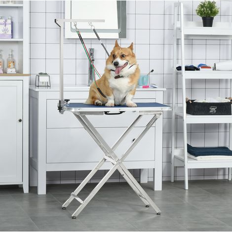 Bras de toilettage pour chien réglable et pliable en aluminium avec pince, hauteur max. 65 cm, pour petit, moyen et grand chien  CHICFURN (1/5)