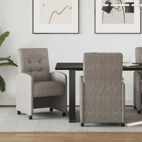 Esszimmerstühle mit Rollen 2 pcs Grau 58 x 67 x 97 cm