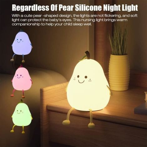 Veilleuse - Poire - 7 Couleurs LED - Rechargeable USB - Silicone (1/4)