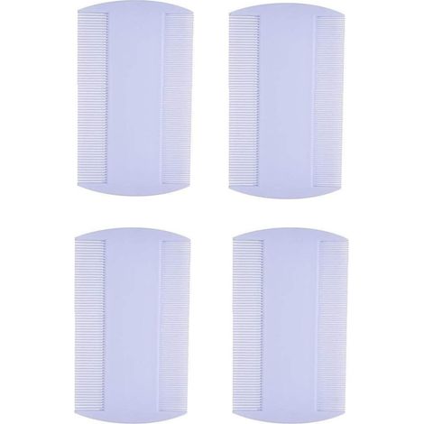 Flohkamm für Katzen und Hunde,4Stk Langlebige doppelseitige Nissenkämme für Kopfläuse Tragbare Kunststoff Nit Comb Double-Sided Nit Feinen Kamm Zahn Läuse Kamm zum Entfernen von Läusen für Haustiere (1/5)