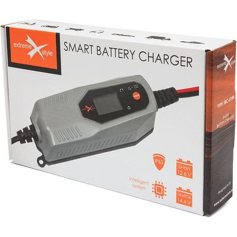 Caricabatterie intelligente Biketec per batterie agli ioni di litio, LI-ION, LIFEPO4 per moto, auto, scooter e quad. Con accessori. (1/3)