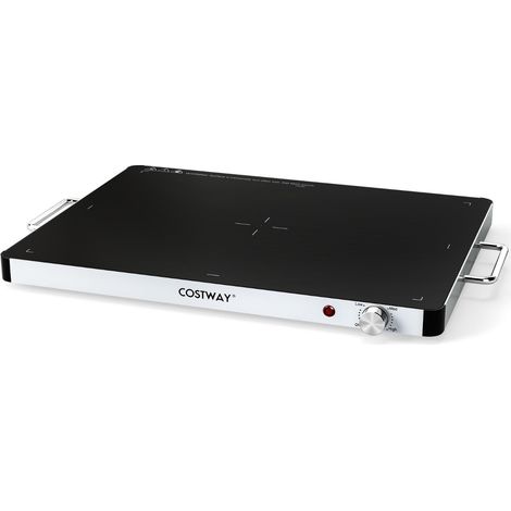 Piastra riscaldante elettrica 61 x 42 x 4 cm scaldavivande con protezione contro il surriscaldamento design moderno in vetro temperato nero 200013166