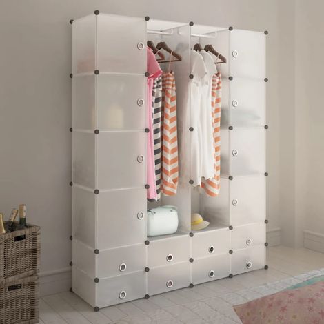 Cabinet modulable avec 18 compartiments blanc 37x146x180,5 cm vidaXL