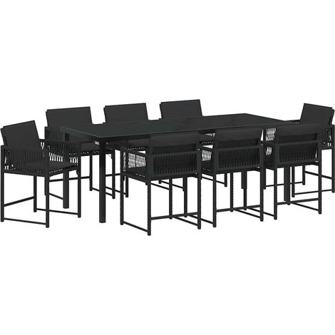 Maison Exclusive - Set da Pranzo per Giardino 9 pcs Nero polyrattan
