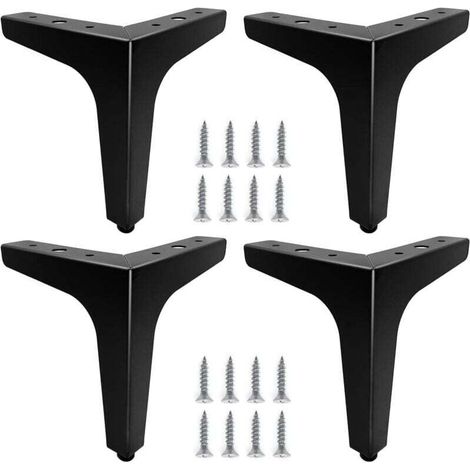 Lot de 4 pieds de meubles en métal noir Ulisem de 15 cm, robustes pour canapé, table basse et rehausseurs. Installez ou remplacez tables de chevet, canapés, meubles TV et fauteuils.