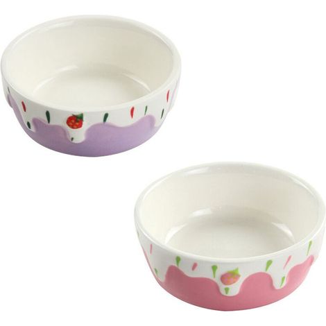 Lot de 2 gamelles, céramique, surface lisse, résistant aux morsures, pour rongeurs (1/5)