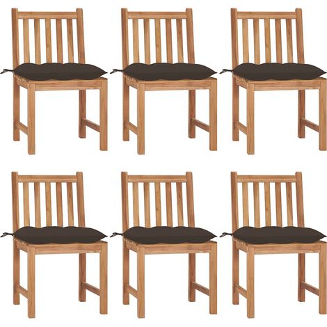 vidaXL Chaises de jardin lot de 6 avec coussins Bois de teck massif (1/5)