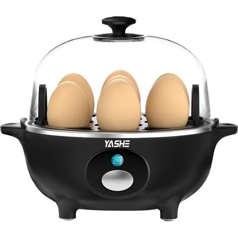 YASHE Cuociuova, 360W Cucina Compatta Multifunzione, 7 Uova facili da sbucciare, morbide, medie, dure, Poacher, Cuiseur vapeur, Segnale Acustico, luce indicatrice, BPA FREE (1/5)