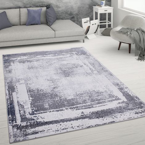 Paco Home Teppich Wohnzimmer Kurzflor Abstrakter Used-Look Vintage Stil Modern 120x160 cm, Grau 2