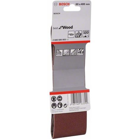 2608606003 - Set di nastri abrasivi da 3 pz. X440 60 x 400 mm, P100, BEST for LEGNO+VERNICE (1/3)