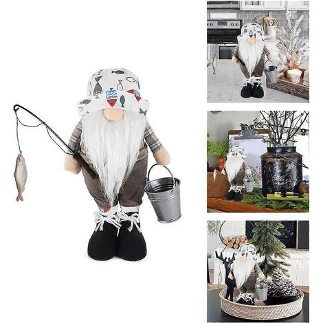 Figurine de gnome pêcheur d'été, nain pêcheur, décoration de jardin et de cuisine (1/4)