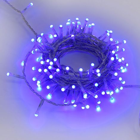 CATENA LUMINOSA 300 LED BLU 15M CAVO TRASPARENTE PER INTERNI ED ESTERNI - DECORAZIONE NATALIZIA IDEALE PER CASE GIARDINI E SPAZI COMMERCIALI (1/4)