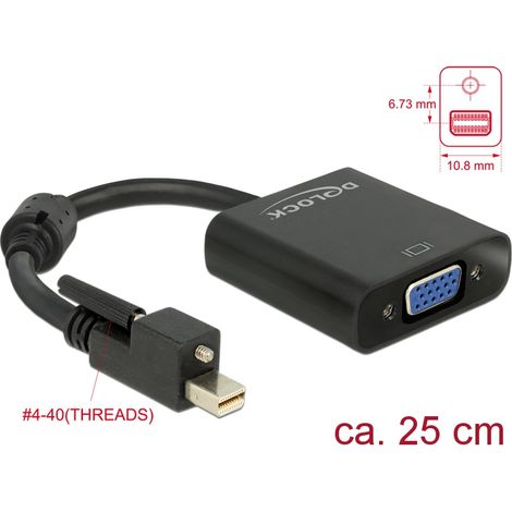 Delock adaptador mini displayport 1.2 macho con tornillo  vga hembra negro