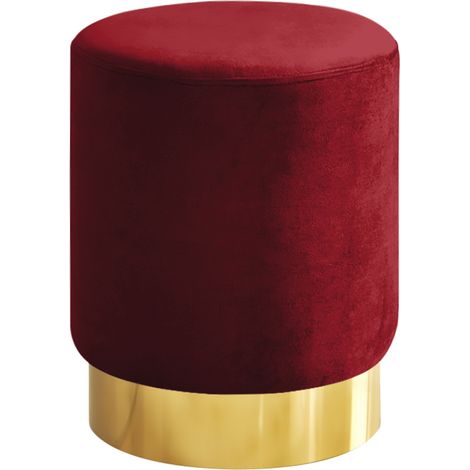 Pouf Cilindro Poggiapiedi Camera Design Pouff Cameretta Con Base Dorata Salotto In Velluto Sgabello Bordeaux (1/5)