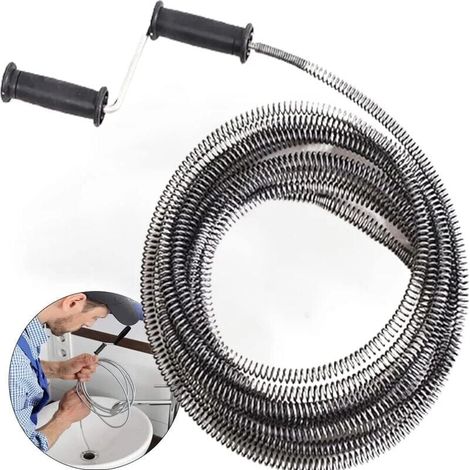 Déboucheur de canalisation avec furet à manivelle, 3 mètres, poignée tournante pour évier et siphon, outil anti-bouchons tenaces, désengorgeur domestique efficace (1/5)