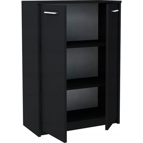 Buffet avec 2 portes Noir - Meuble de Rangement Style contemporain - 77 x 35 x 108 cm (1/3)