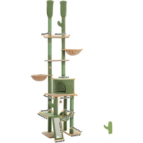 Arbre à chat, Hauteur réglable, Design multifonctionnel, AMT0221GN, XL (1/2)