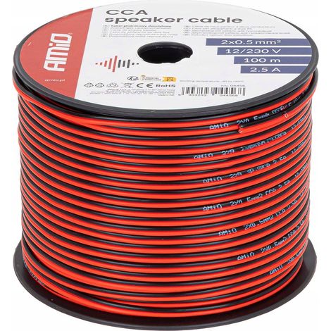 Zweiadriges Lautsprecherkabel CCA 2x0,5mm² 100m 2,5A AMIO-04456 (1/5)