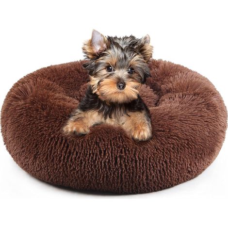 Lit pour chien pour petits et moyens chiens surdimensionnés Anti-anxiété calmant lit orthopédique en fausse fourrure (1/2)