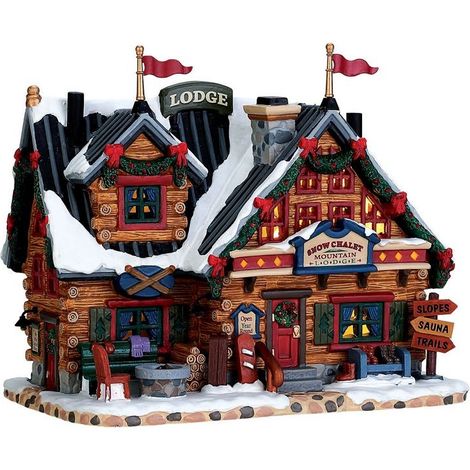 Lemax – Maison lumineuse Vail Village en porcelaine – Dimensions 20,2 x 11,9 x 17 cm – Fonctionne sur piles ou adaptateur – Décoration de Noël (1/3)