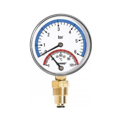 Novaservis Matériel de plomberie - Thermomanomètre 1/2" radial, 0-6 bar TM80R (1/2)