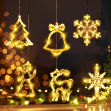 Weihnachten Dekorative Fenster Licht - 6 Stück LED Saugnapf Lichter, Fensterlicht, Weihnachtsdeko, Beleuchtung, Fensterdeko (1/5)