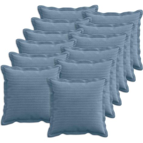 Housse de coussin 12 pc HOUTEN Bleu 40 x 40 cm velours côtelé vidaXL (1/5)