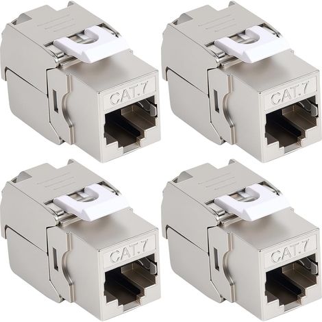 4 x RJ45 Cat7 Cat6A Cat6 Female to Female Keystone Module for Wall Socket  10Gbps 1000MHz LAN Network Connector, STP Toolless Shielded Adapter for Ethernet Cable, Patch Panel (1/5)